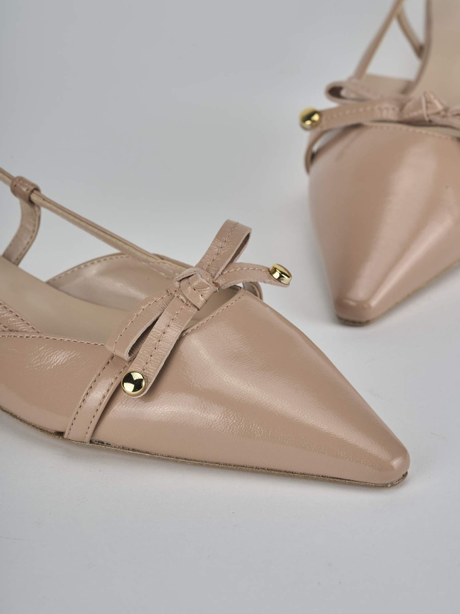 Ballerine tacco 2cm vernice marrone