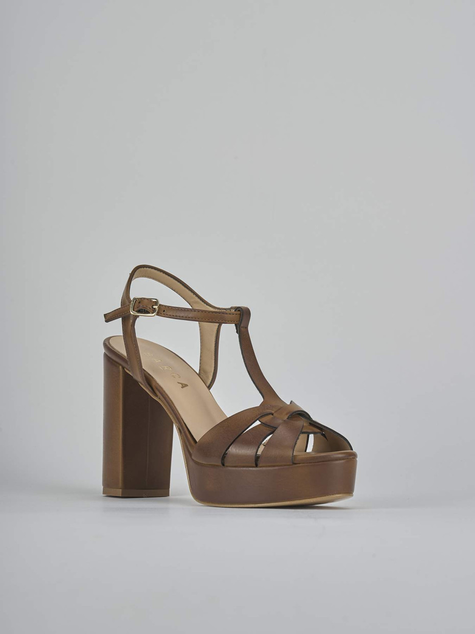 Sandali tacco 9cm pelle marrone