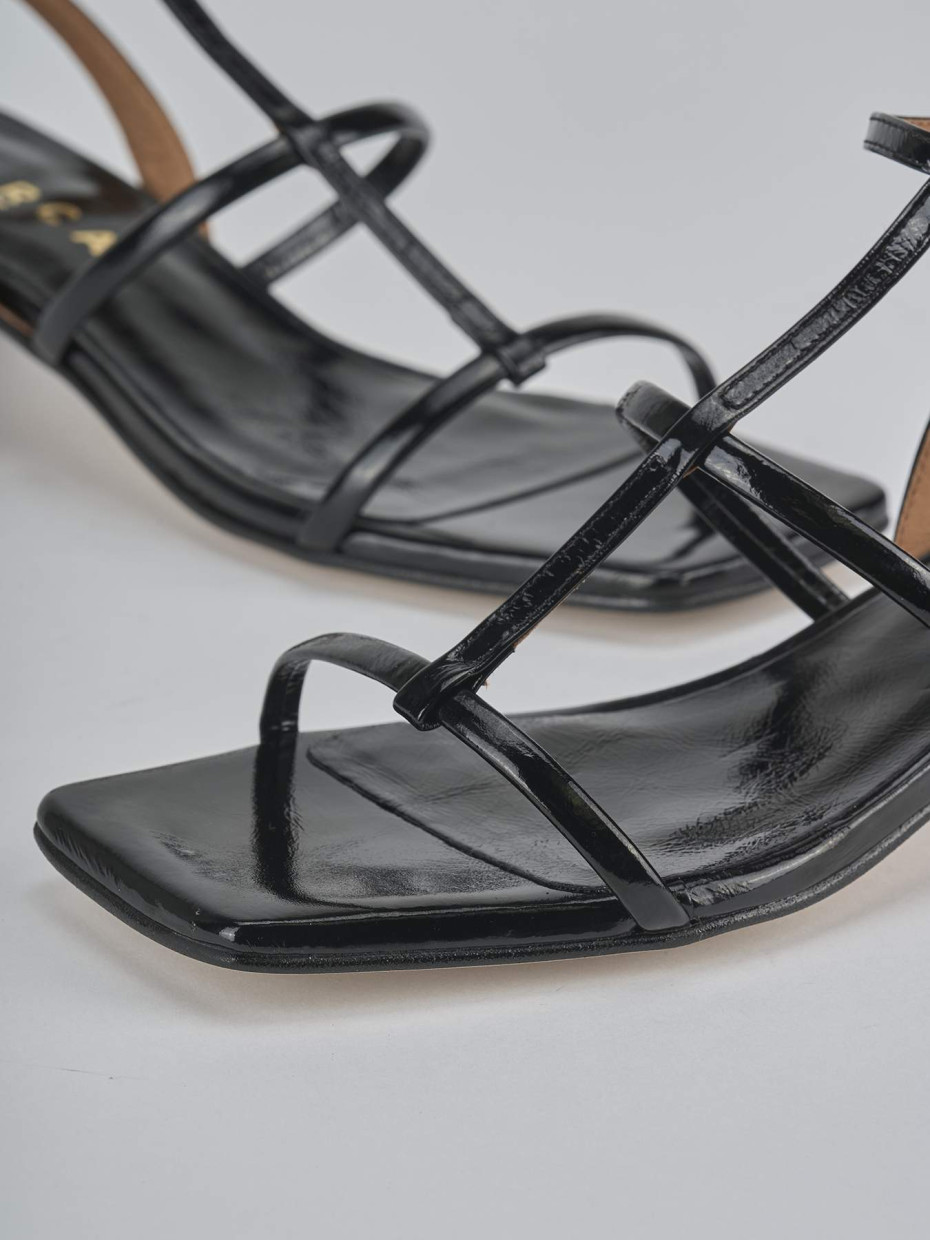 Sandali tacco 4cm pelle nero
