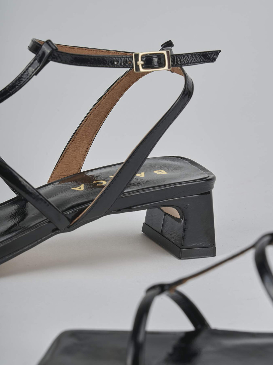 Sandali tacco 4cm pelle nero