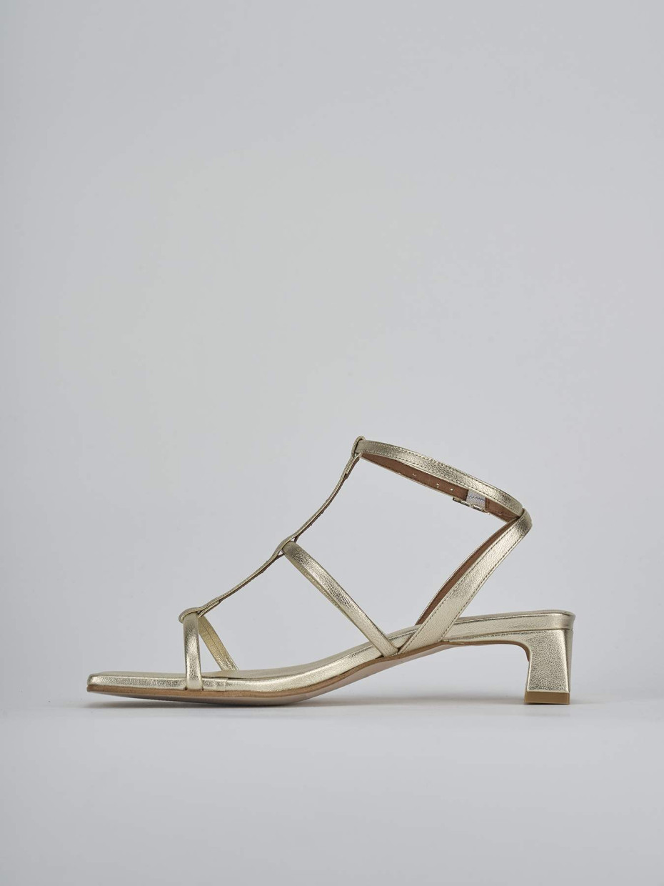 Sandali tacco 4cm pelle oro