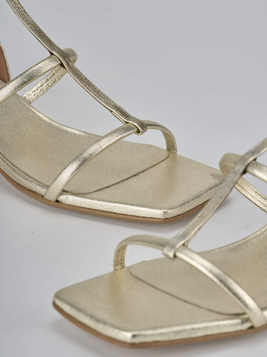 Sandali tacco 4cm pelle oro
