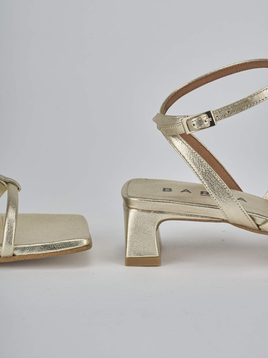 Sandali tacco 4cm pelle oro