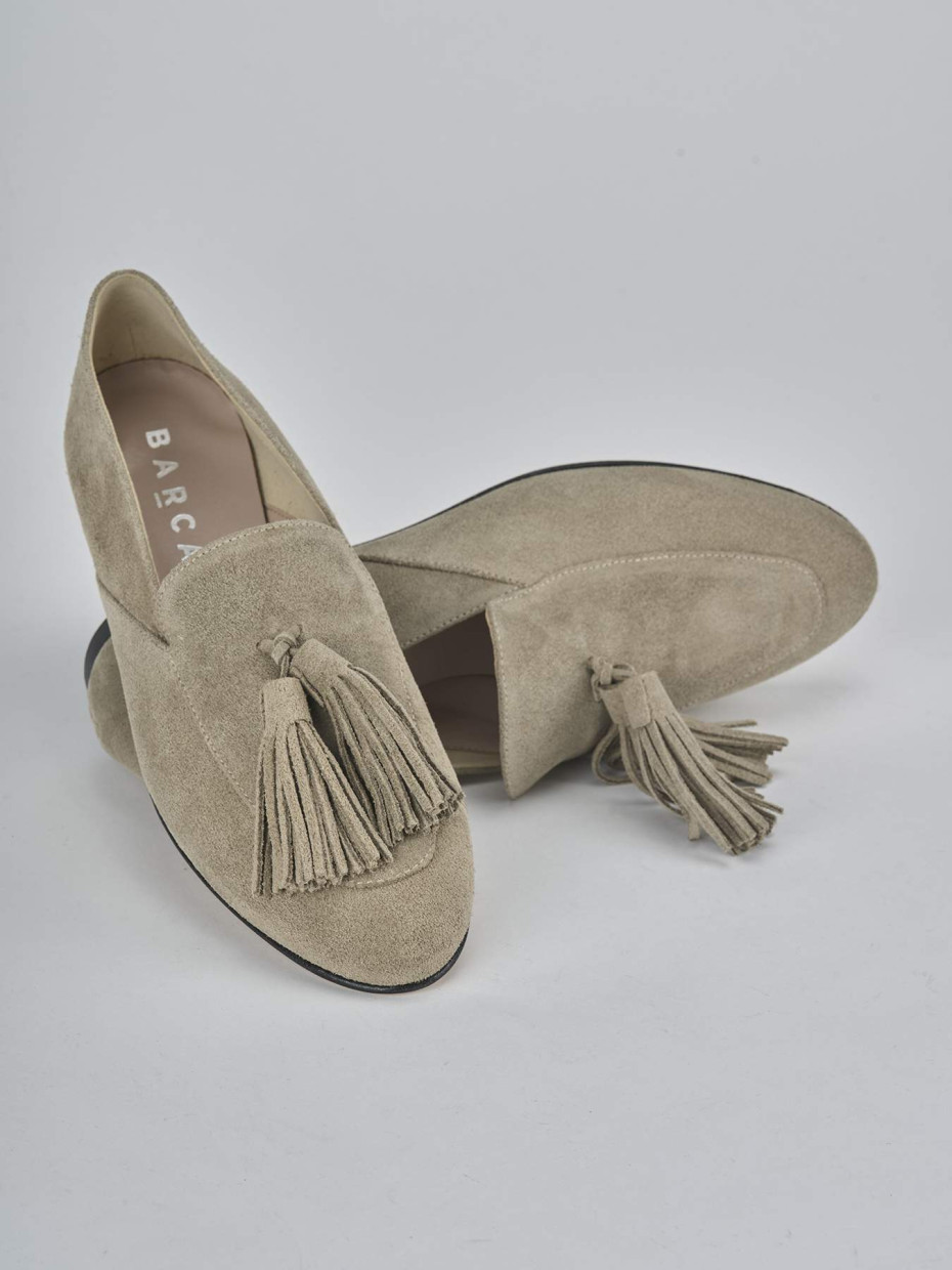 Mocassini tacco 1cm camoscio beige
