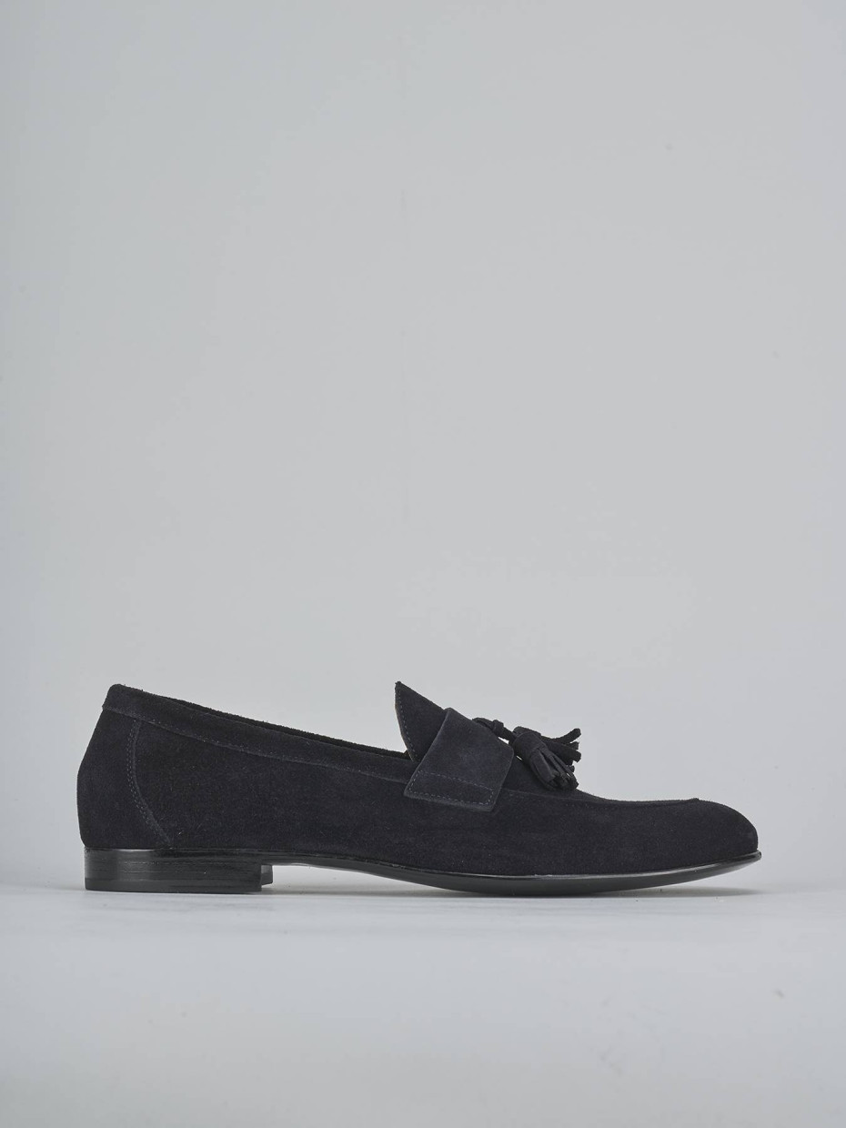 Mocassini tacco 1cm camoscio blu