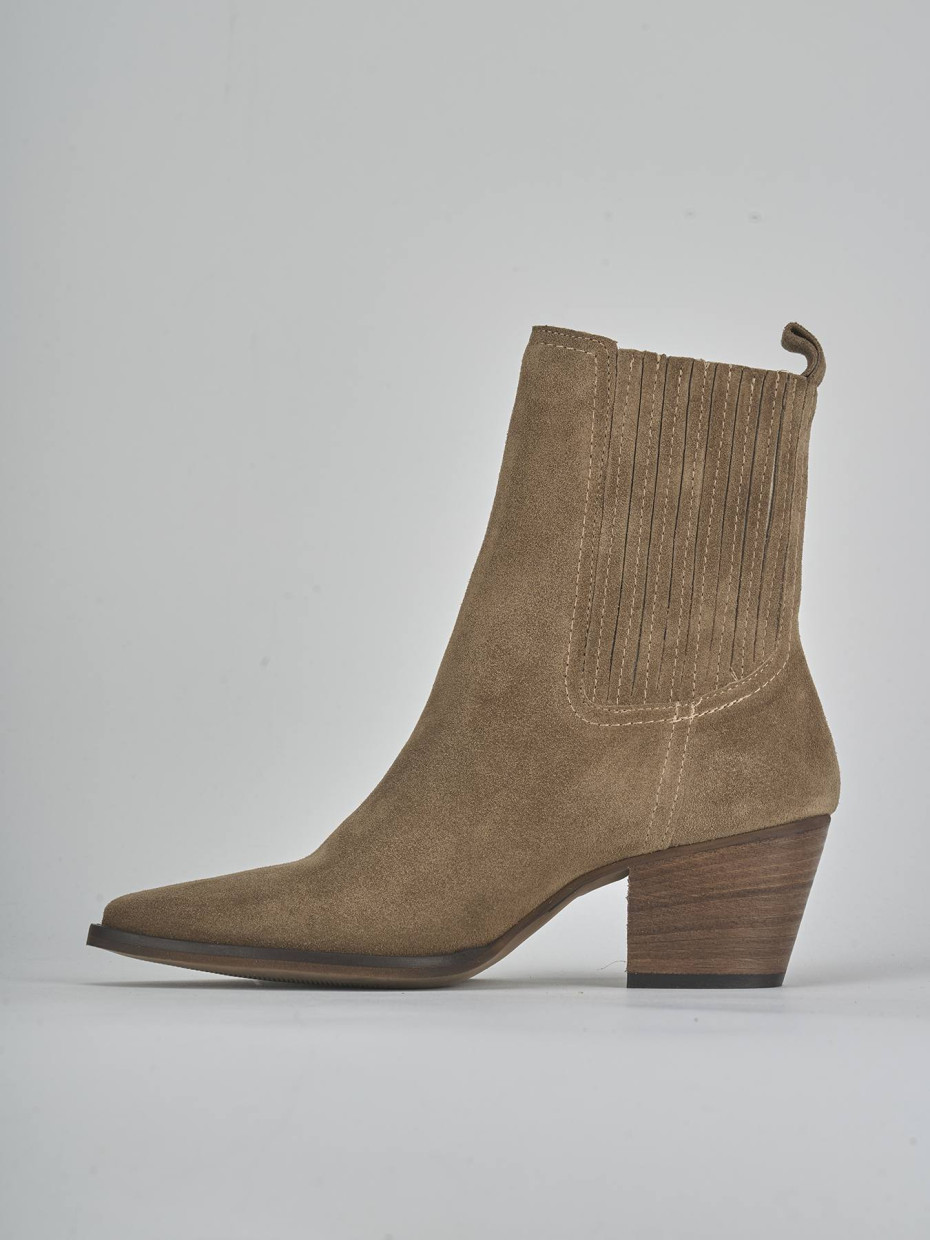 Stivaletti tacco 7cm camoscio marrone
