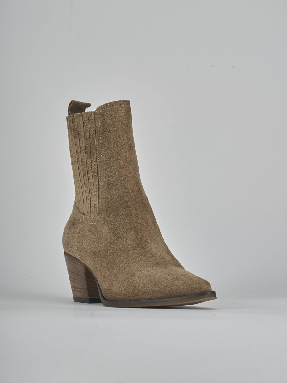 Stivaletti tacco 7cm camoscio marrone