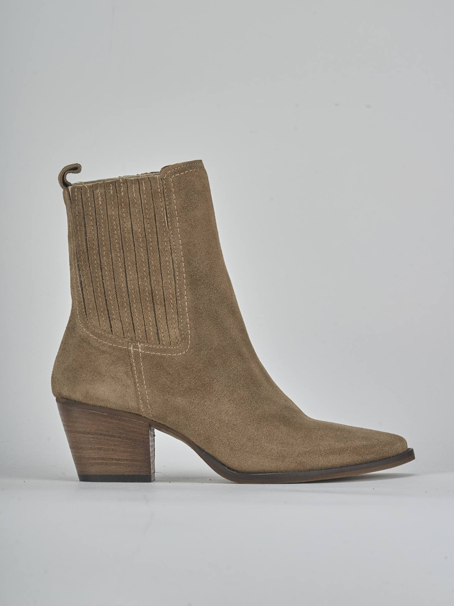 Stivaletti tacco 7cm camoscio marrone