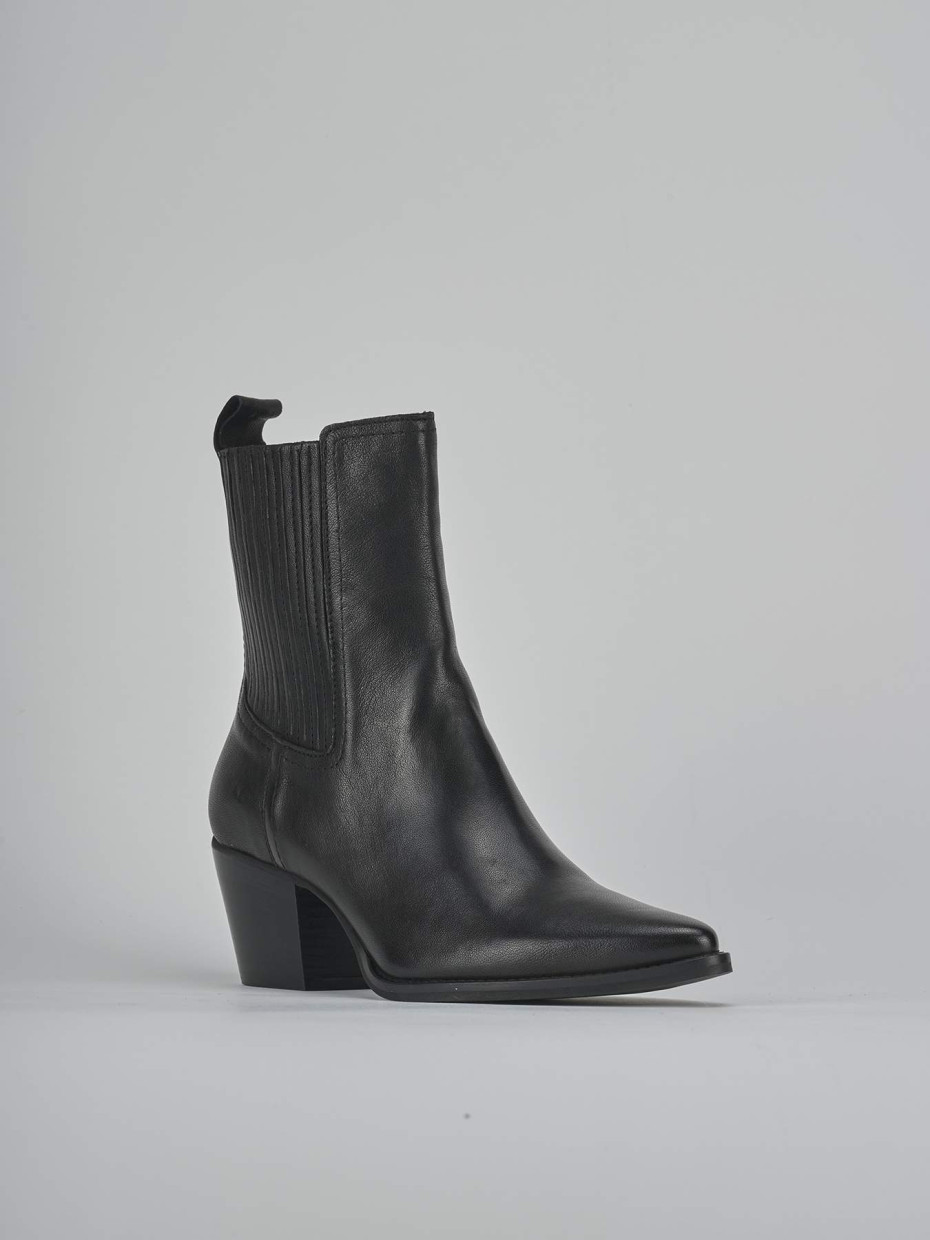 Stivaletti tacco 7cm pelle nero