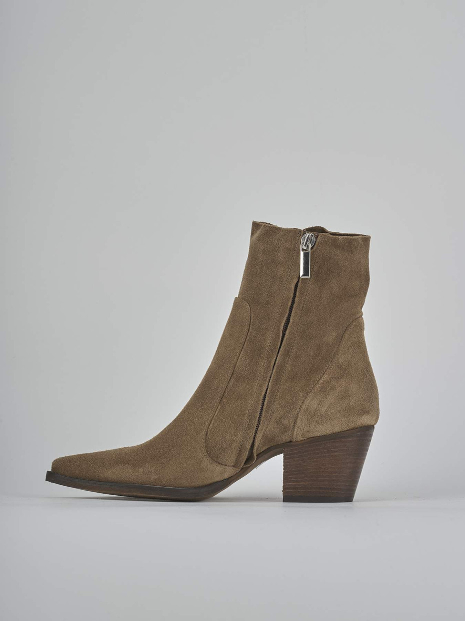 Stivaletti tacco 7cm camoscio marrone