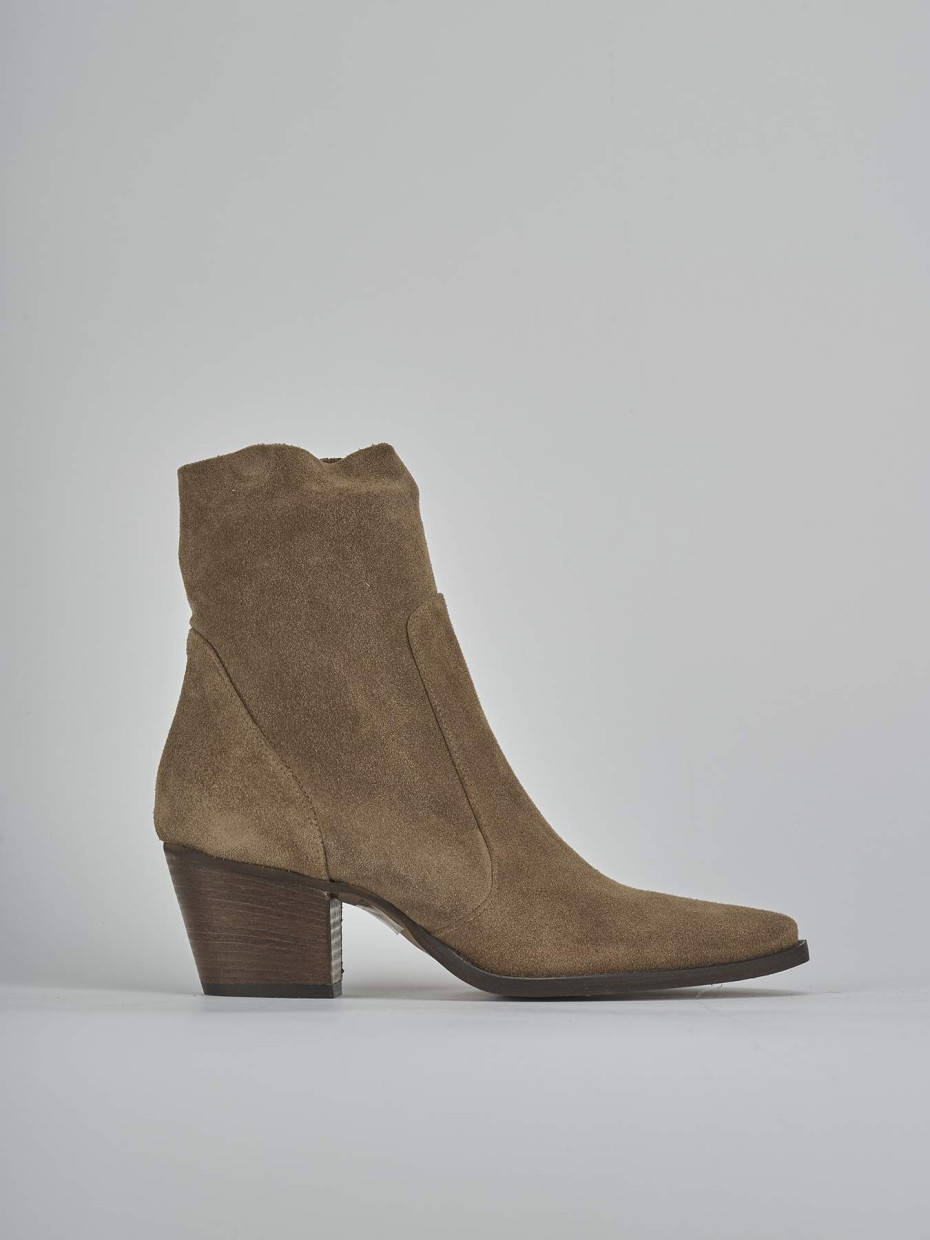 Stivaletti tacco 7cm camoscio marrone