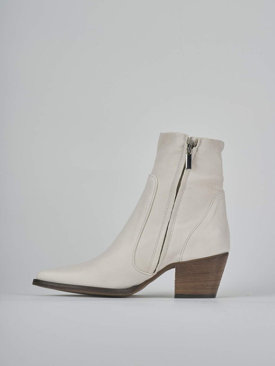 Stivaletti tacco 7cm pelle bianco