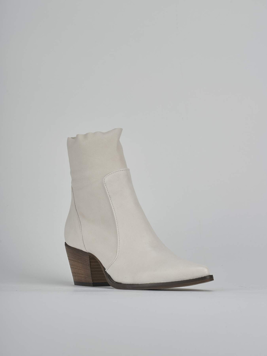 Stivaletti tacco 7cm pelle bianco