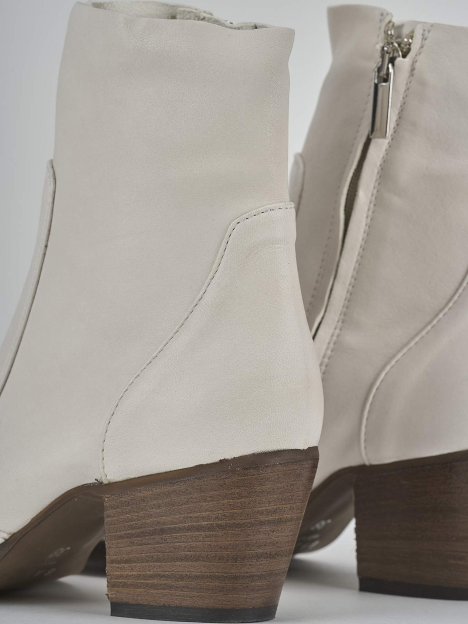 Stivaletti tacco 7cm pelle bianco