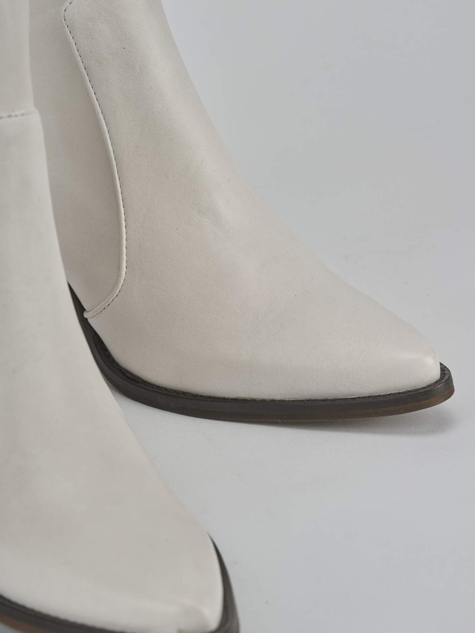 Stivaletti tacco 7cm pelle bianco