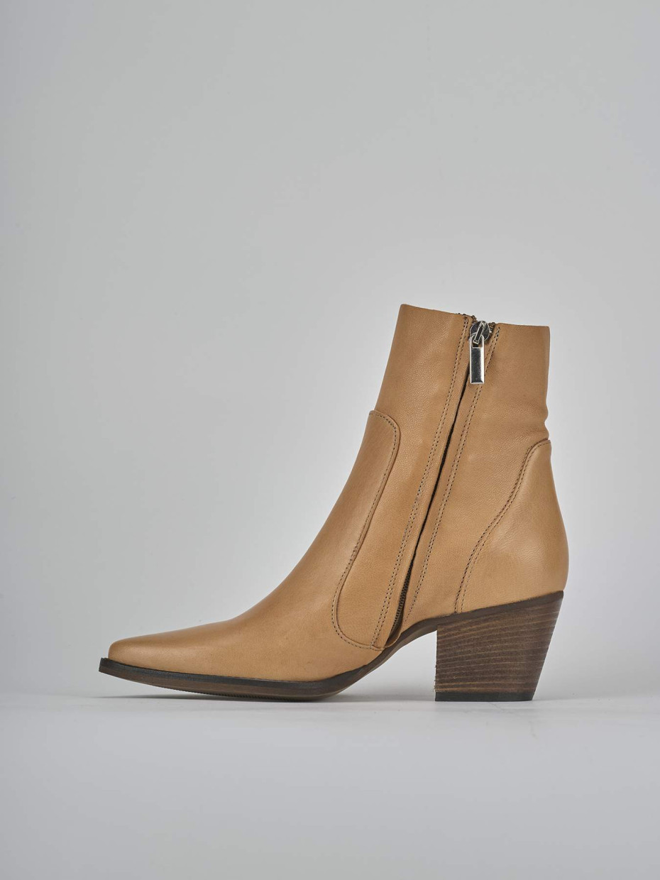 Stivaletti tacco 7cm pelle marrone