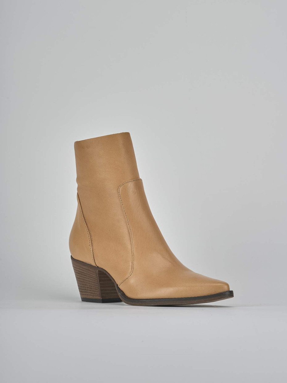 Stivaletti tacco 7cm pelle marrone