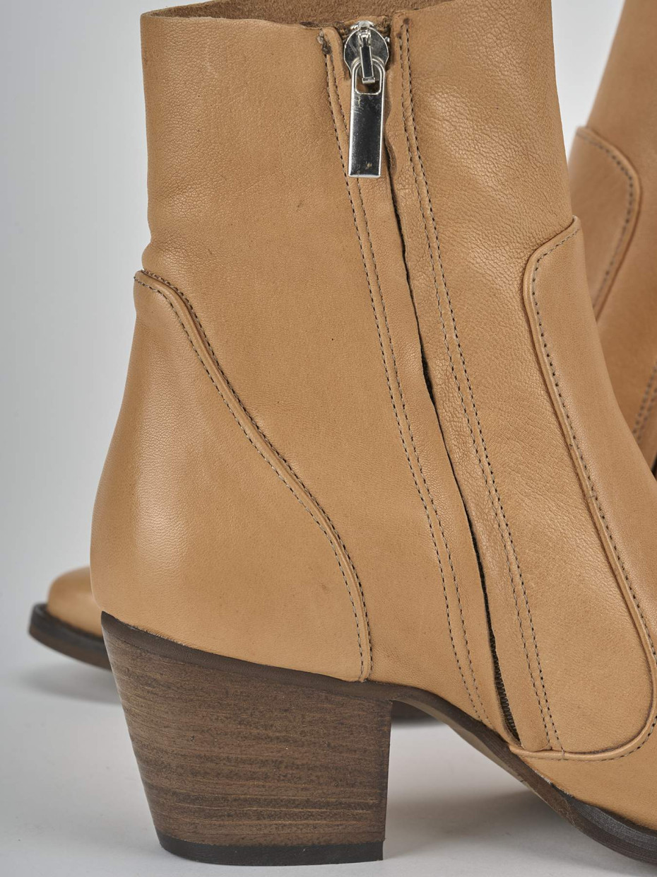Stivaletti tacco 7cm pelle marrone