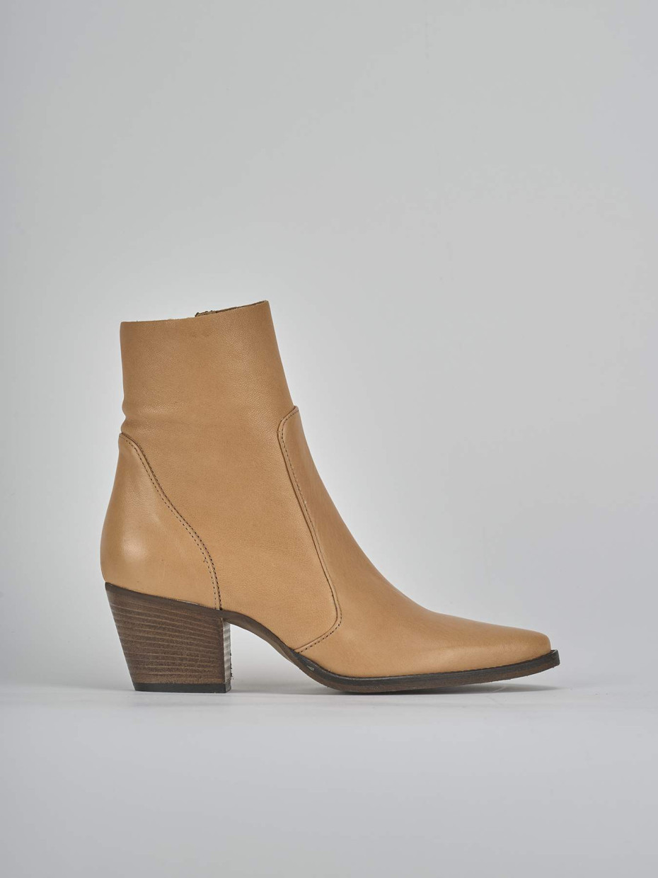 Stivaletti tacco 7cm pelle marrone