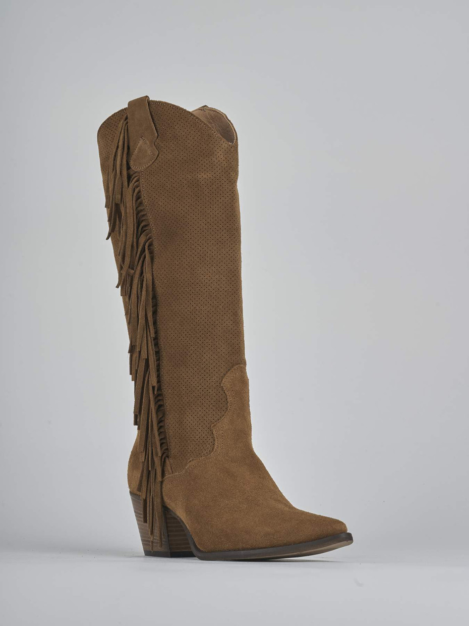 Stivali tacco 6cm camoscio marrone
