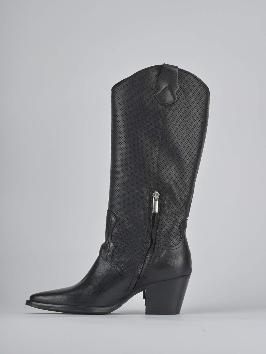 Stivali tacco 6cm pelle nero