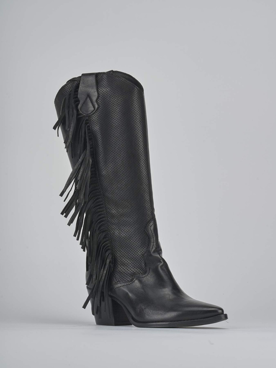 Stivali tacco 6cm pelle nero