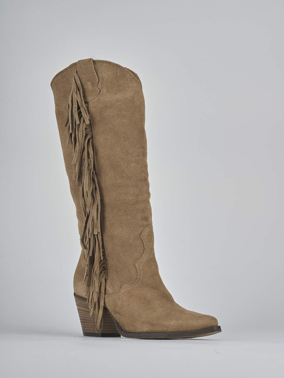 Stivali tacco 6cm camoscio marrone