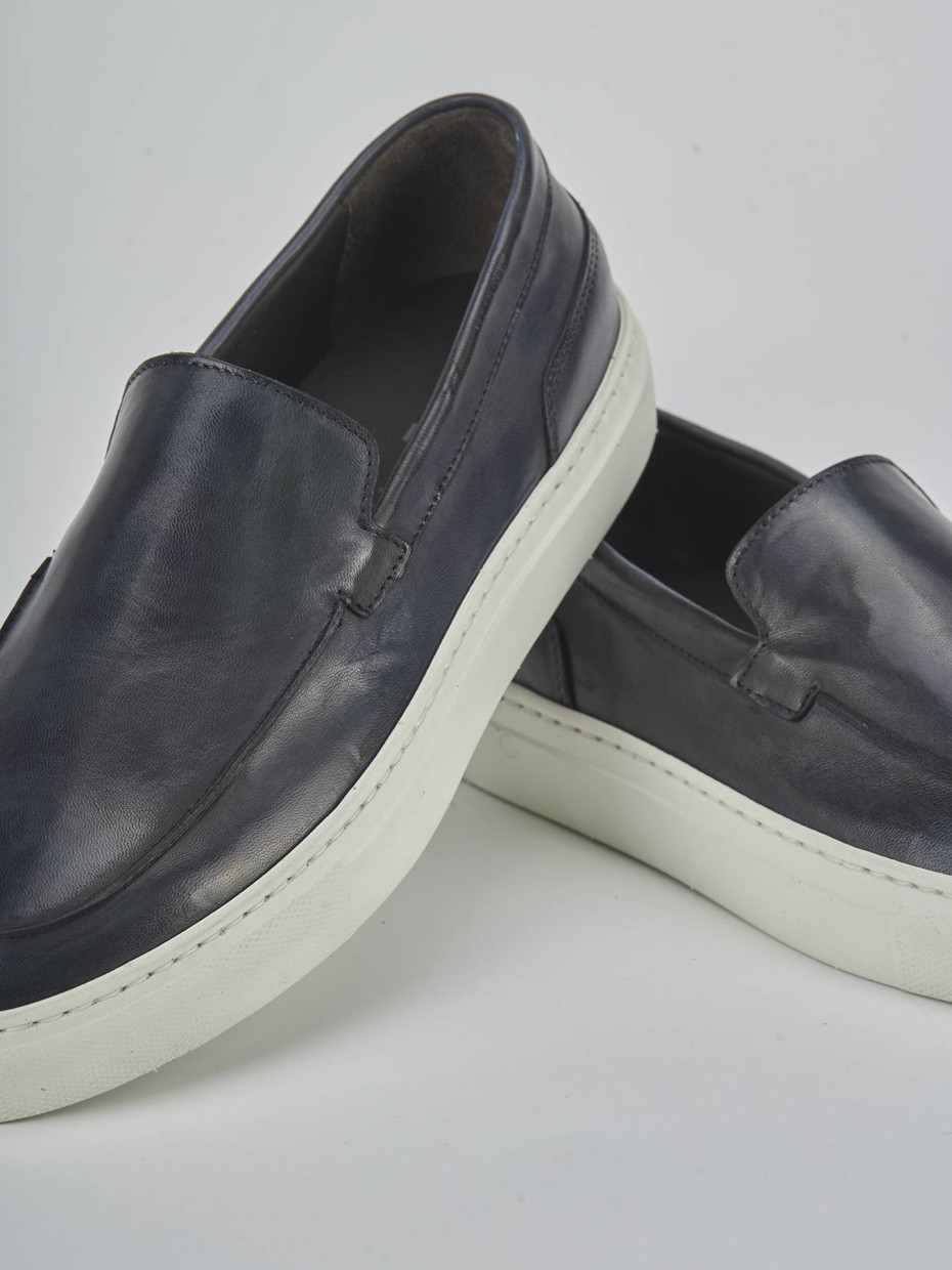 Mocassini pelle blu