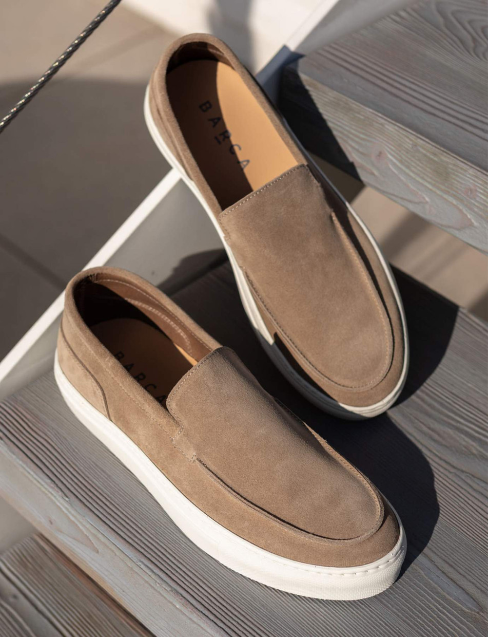 Mocassini camoscio beige