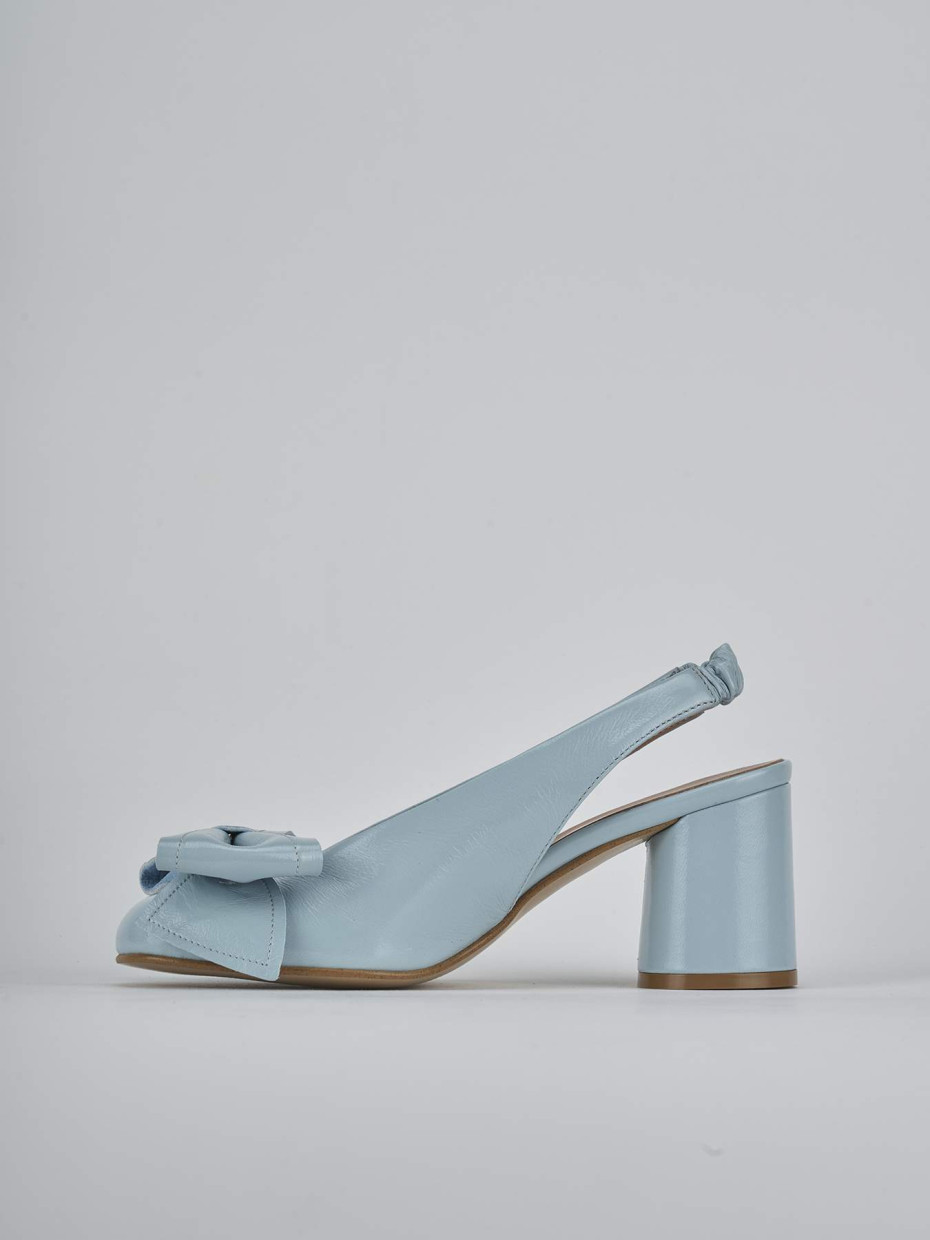 Décolleté e slingback tacco 8cm pelle azzurro
