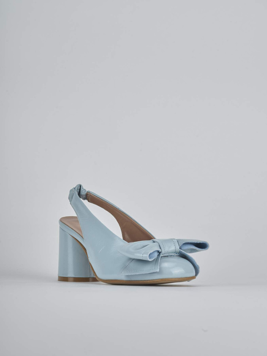 Décolleté e slingback tacco 8cm pelle azzurro