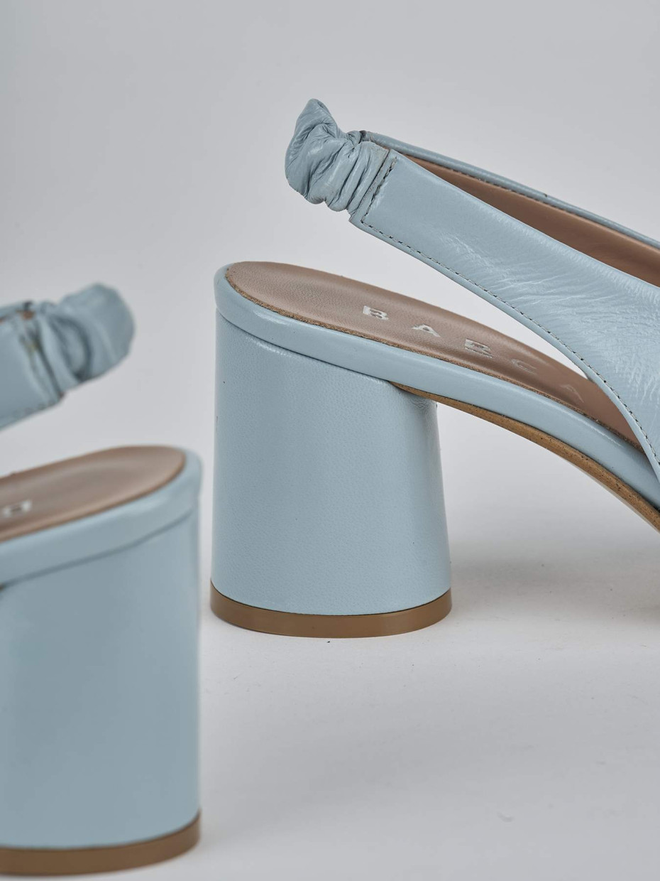 Décolleté e slingback tacco 8cm pelle azzurro