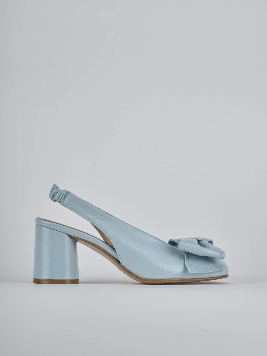 Décolleté e slingback tacco 8cm pelle azzurro