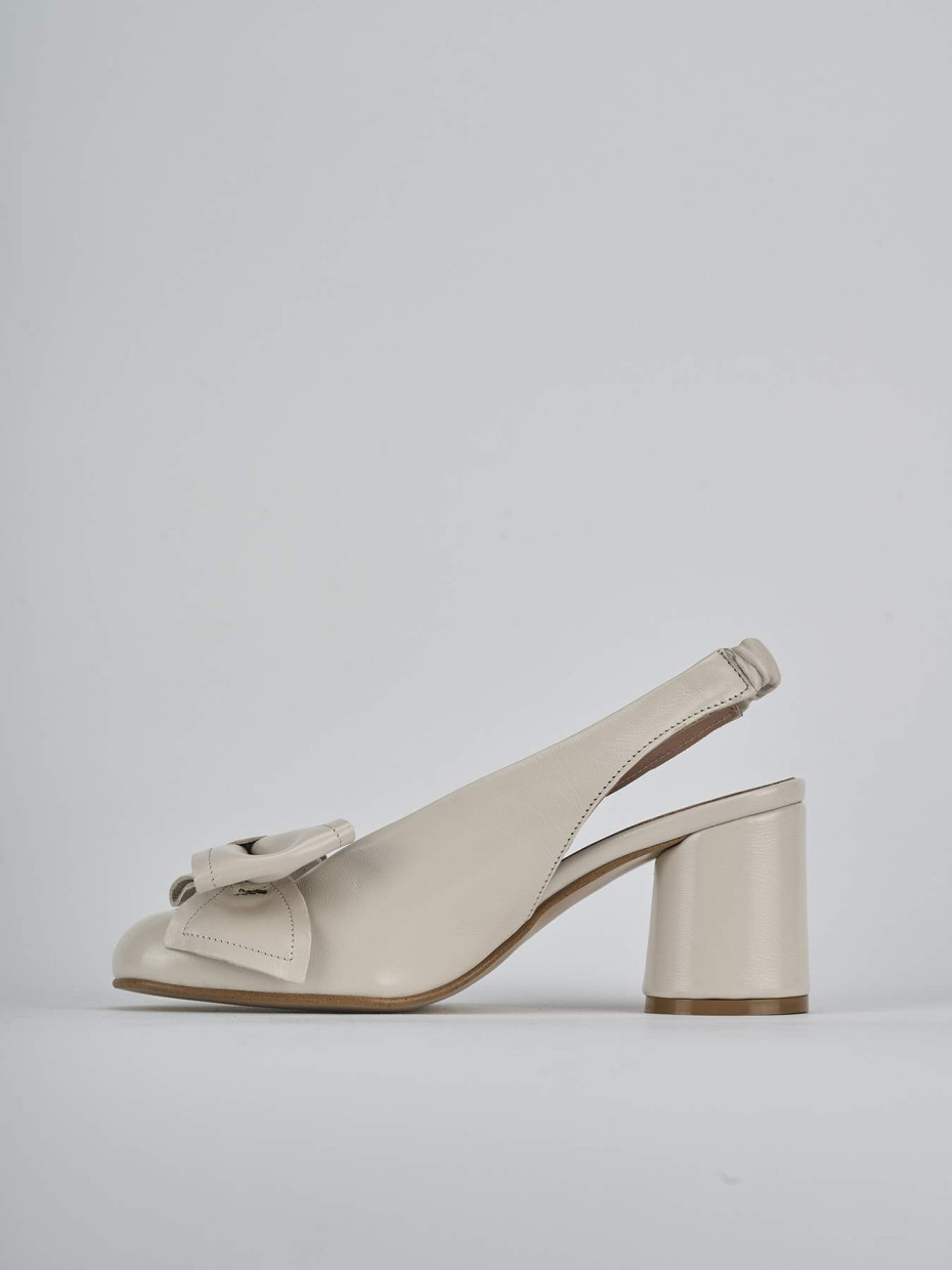 Décolleté e slingback tacco 8cm pelle bianco