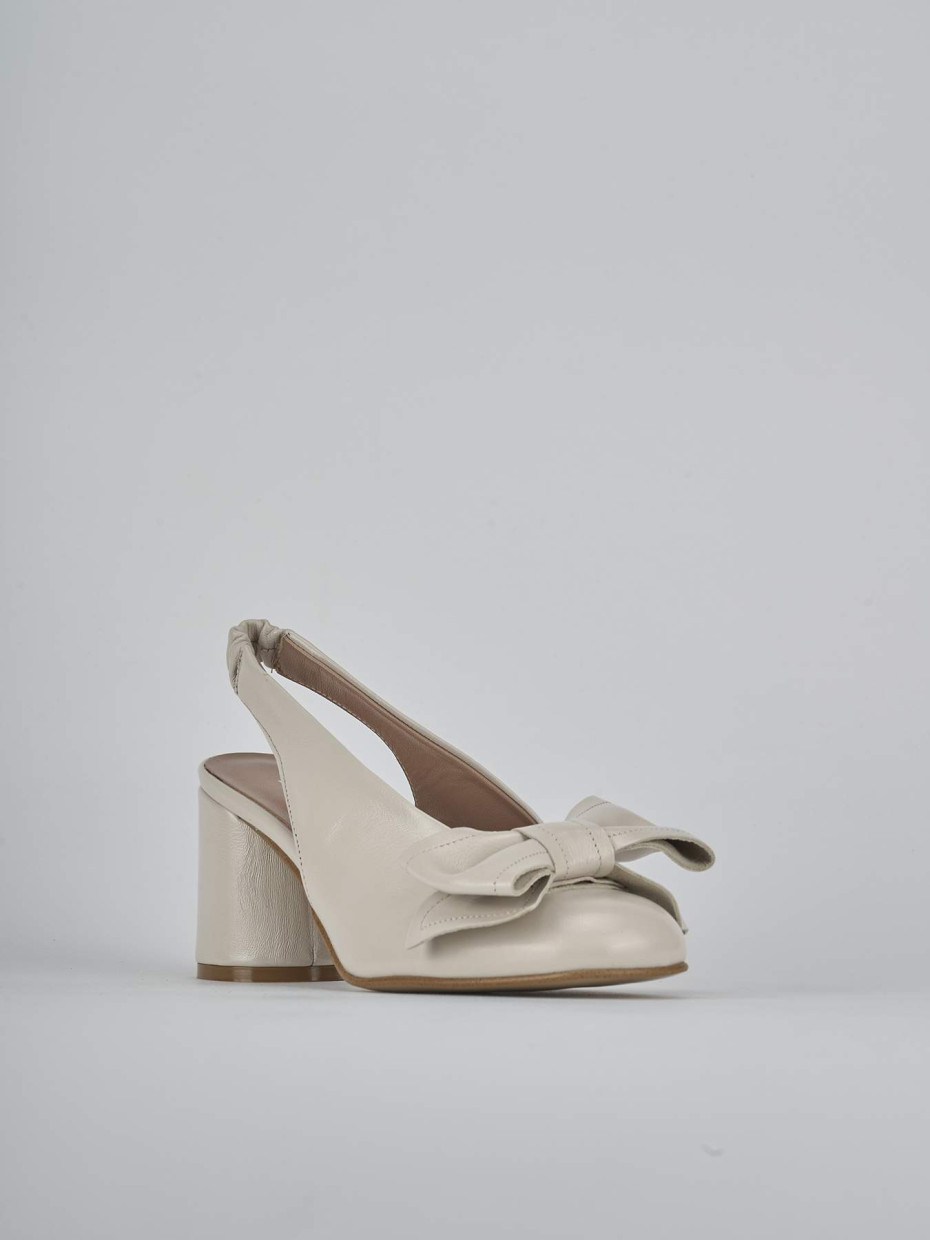 Décolleté e slingback tacco 8cm pelle bianco