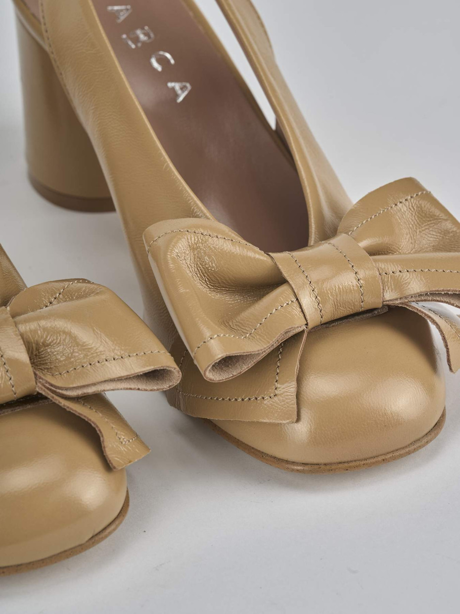 Décolleté e slingback tacco 8cm pelle marrone