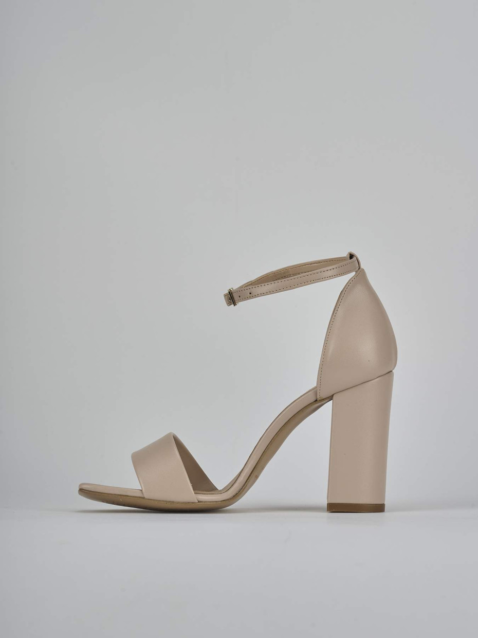 Sandali tacco 9cm pelle beige
