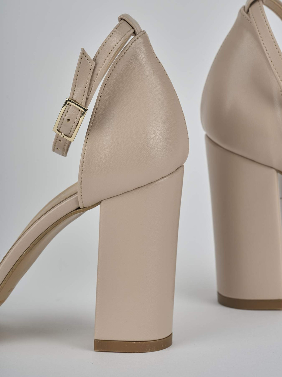 Sandali tacco 9cm pelle beige