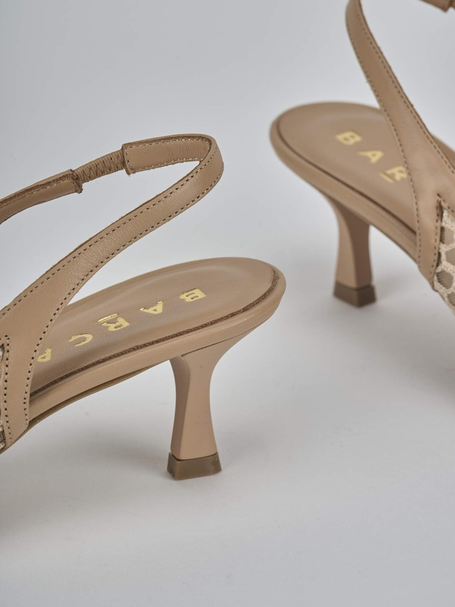 Décolleté e slingback tacco 5cm pelle marrone