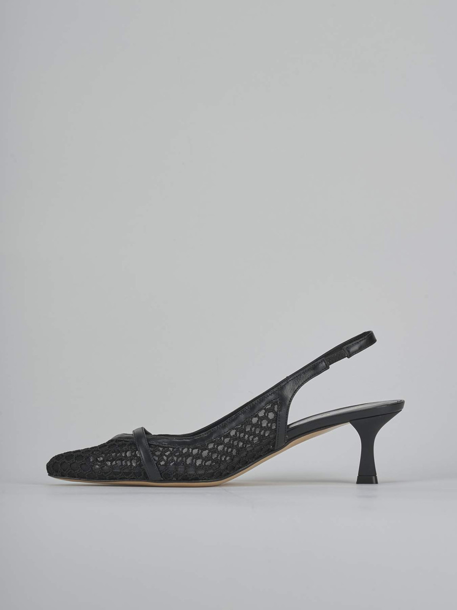 Décolleté e slingback tacco 5cm pelle nero
