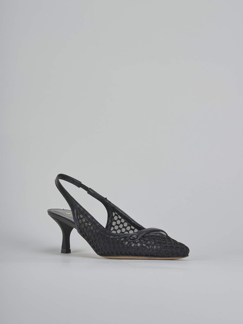 Décolleté e slingback tacco 5cm pelle nero