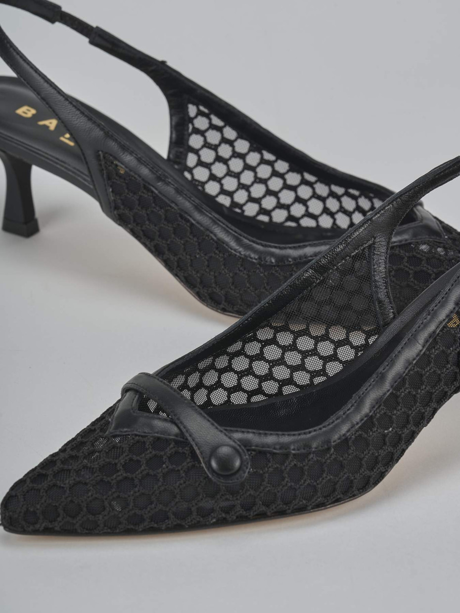 Décolleté e slingback tacco 5cm pelle nero