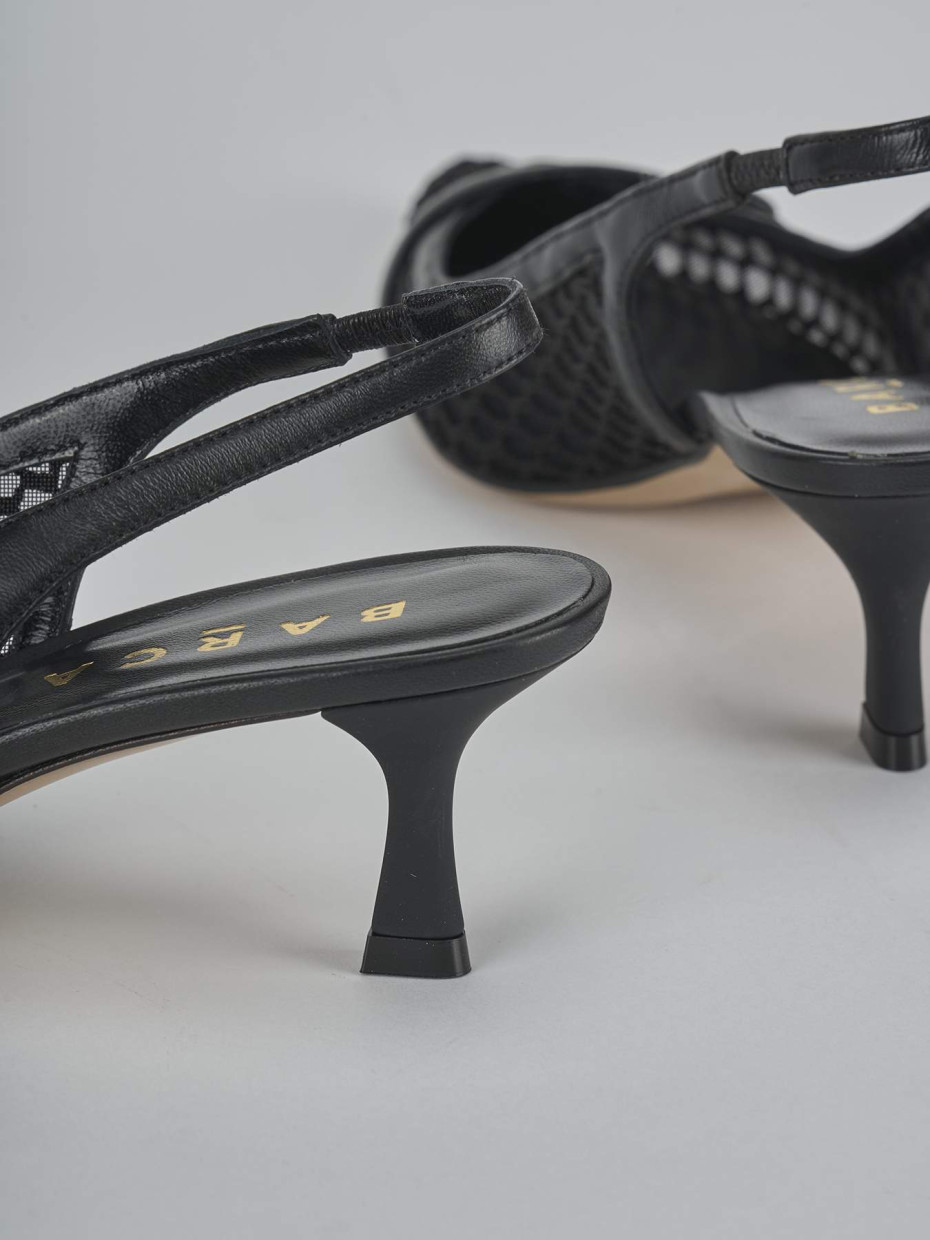 Décolleté e slingback tacco 5cm pelle nero