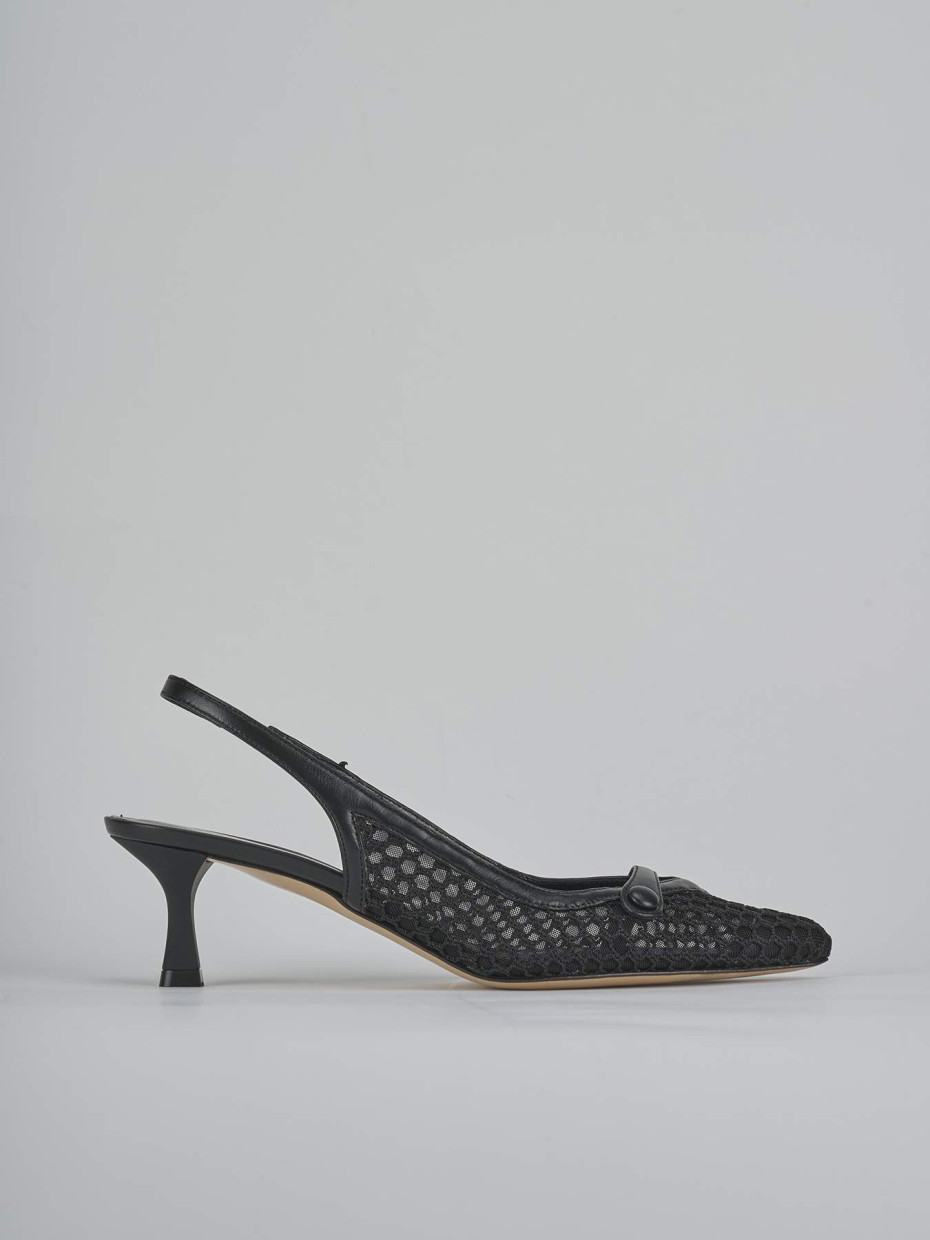 Décolleté e slingback tacco 5cm pelle nero