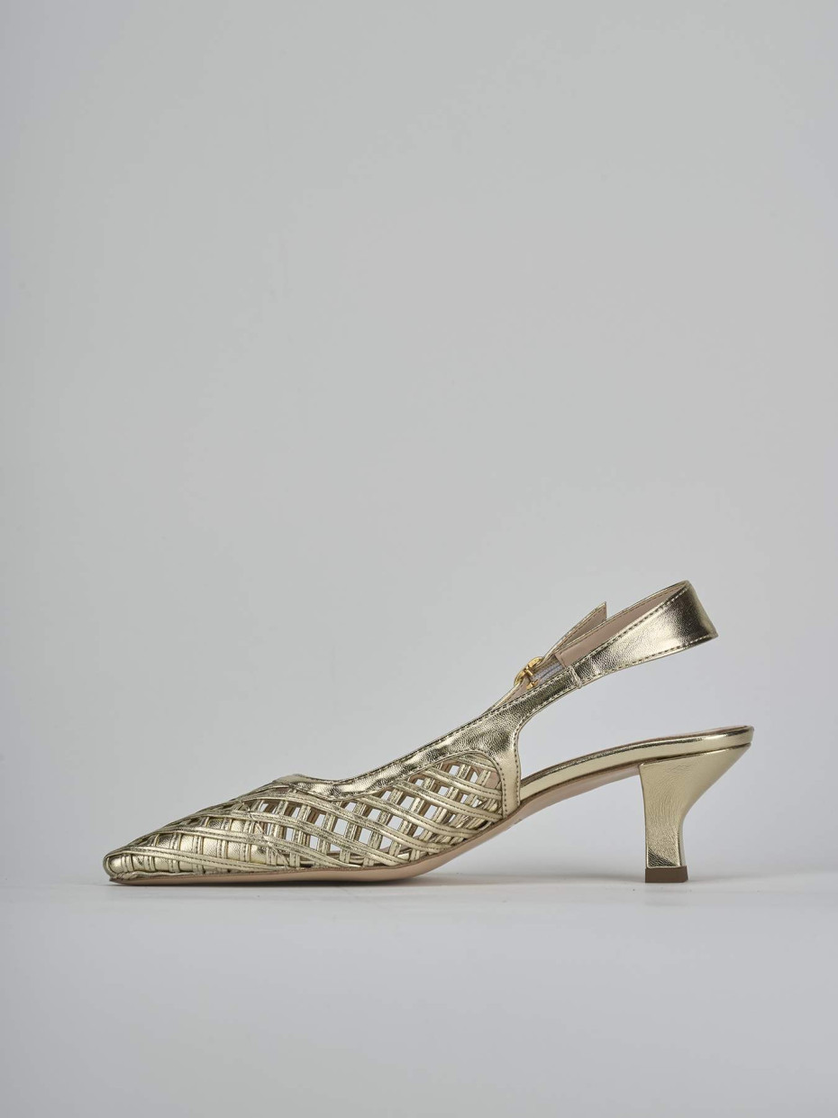 Décolleté e slingback tacco 6cm laminato oro
