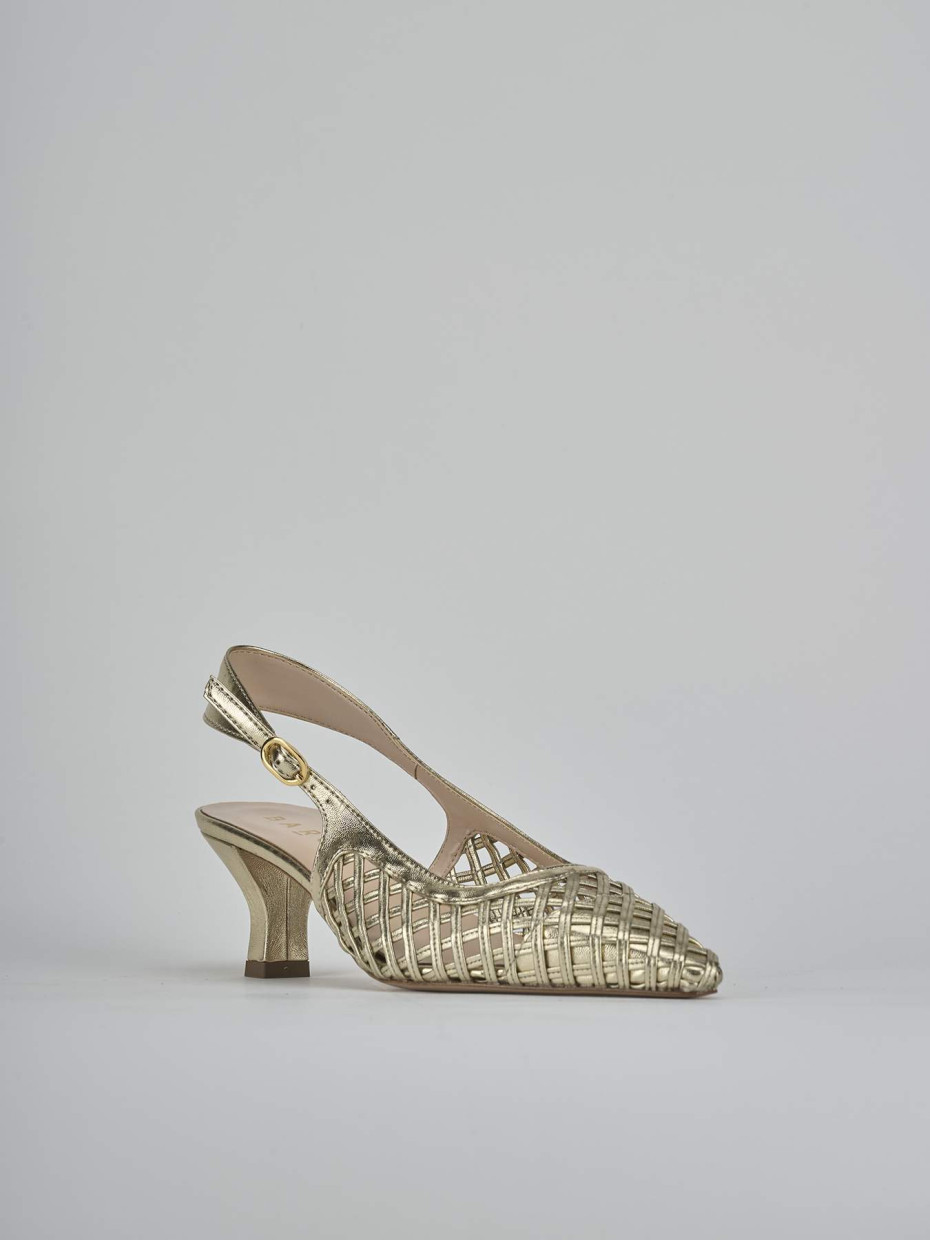 Décolleté e slingback tacco 6cm laminato oro
