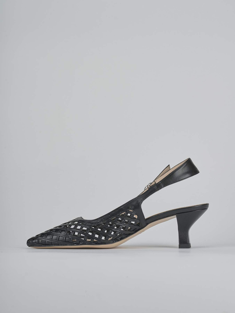 Décolleté e slingback tacco 6cm pelle nero