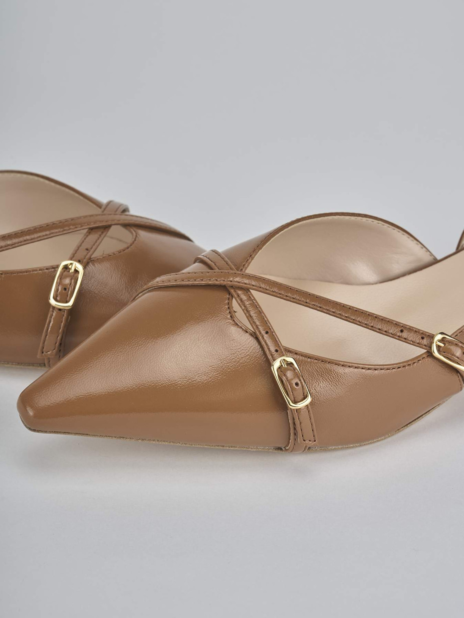 Ballerine tacco 2cm vernice marrone