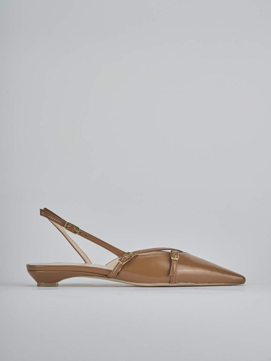 Ballerine tacco 2cm vernice marrone