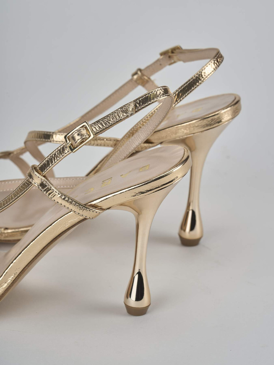 Sandali tacco 10cm pelle oro